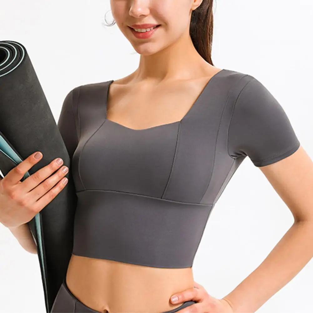 Women Yoga Crop Tops Short Sleeve Bulid in Bra Workout Sport Shirts Training Top Women Short Sleeve Athletic Gym Fitness Shirt
Women Yoga Crop Tops Short Sleeve Bulid in Bra Workout Sport Shirts Training Top Women Short Sleeve Athletic Gym Fitness Shirt