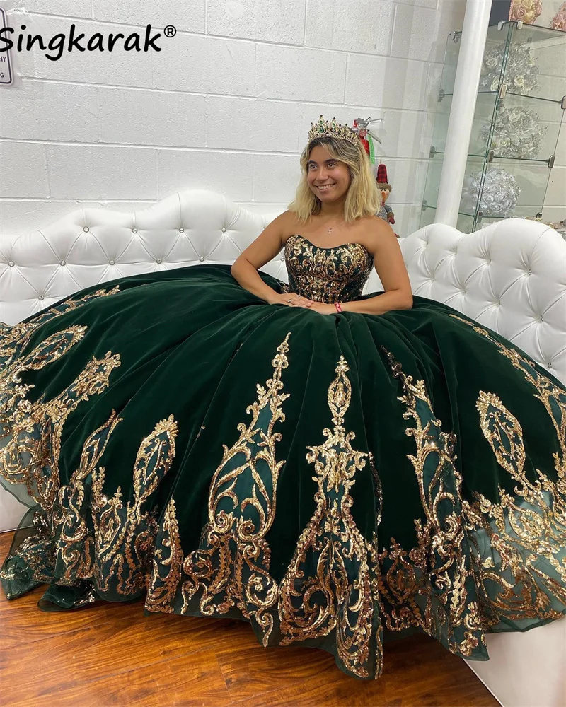 Shining Green Mexico Quinceanera Dresses Ball Gown Formal Prom Graduation Gowns Glitter Sequins Princess Sweet 15 16 Dress
Shining Green Mexico Quinceanera Dresses Ball Gown Formal Prom Graduation Gowns Glitter Sequins Princess Sweet 15 16 Dress