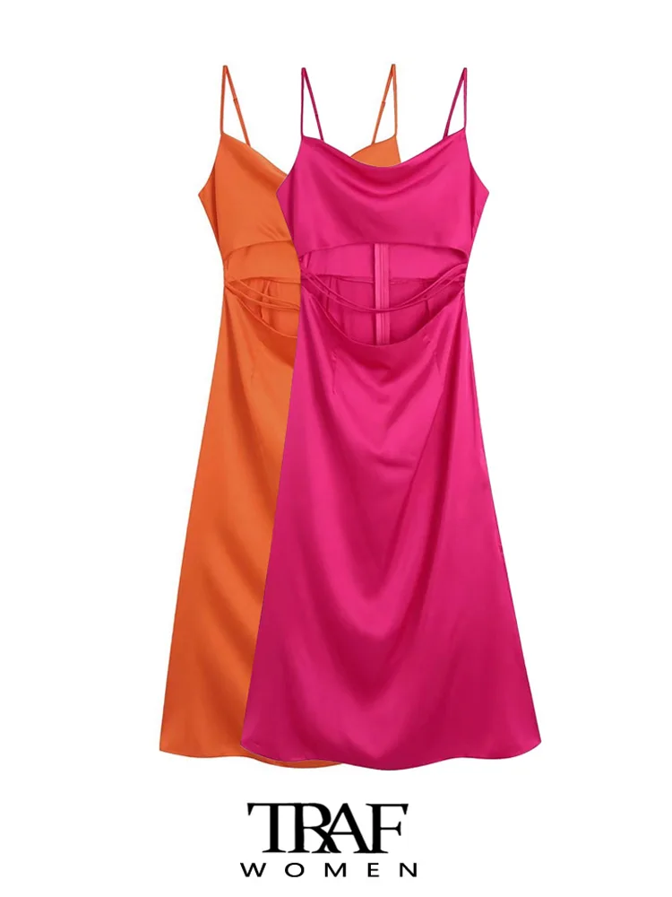TRAF Women Fashion Front Tied Hollow Out Midi Dress Vintage Backless Zipper Thin Straps Female Dresses Vestidos Mujer
TRAF Women Fashion Front Tied Hollow Out Midi Dress Vintage Backless Zipper Thin Straps Female Dresses Vestidos Mujer
