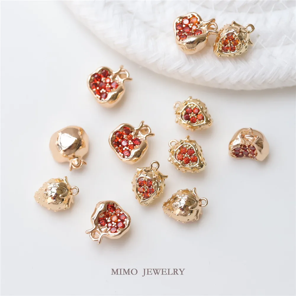 Color copper plated gold micro-inlaid zircon fruit pomegranate strawberry pendant DIY handmade accessories
Color copper plated gold micro-inlaid zircon fruit pomegranate strawberry pendant DIY handmade accessories