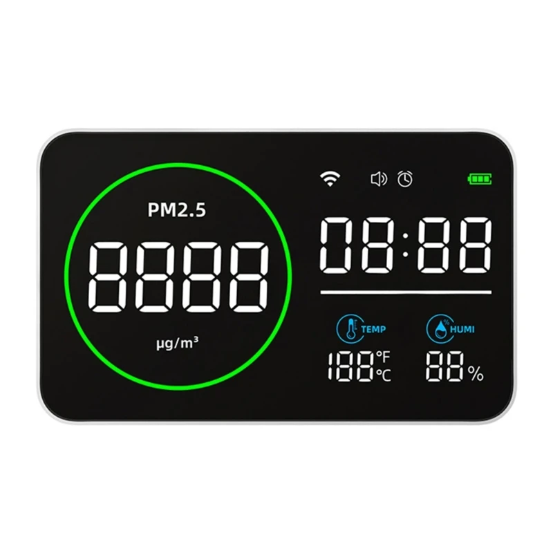Digital 8-In 1 Intelligent-Air Quality Analyzer-Home Smog-Meter PM2.5 PM10-HCHO TVOC CO2 Temperature Humidity Detector
Digital 8-In 1 Intelligent-Air Quality Analyzer-Home Smog-Meter PM2.5 PM10-HCHO TVOC CO2 Temperature Humidity Detector