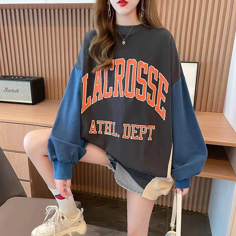 American Street Retro Letter Sweatshirt Women Oversized Color Contrast Patchwork Pullover Autumn Winter Thick O-neck Lady Hoodie
American Street Retro Letter Sweatshirt Women Oversized Color Contrast Patchwork Pullover Autumn Winter Thick O-neck Lady Hoodie