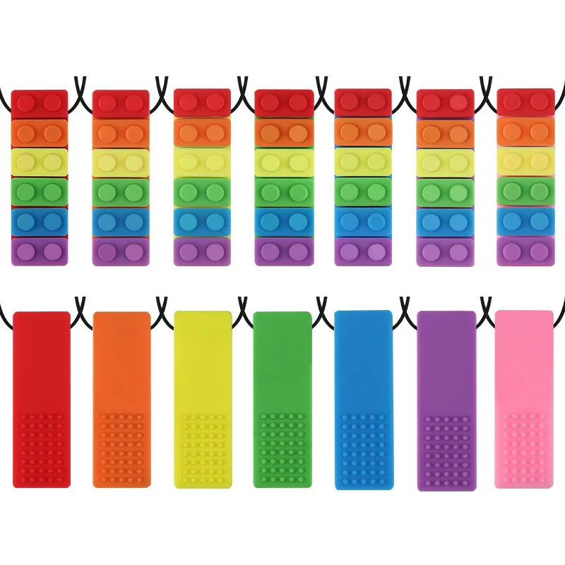 Sensory Chew Necklace Brick Chewy Kids Silicone Biting Pencil Topper Teether Toy Silicone teether for children with autism
Sensory Chew Necklace Brick Chewy Kids Silicone Biting Pencil Topper Teether Toy Silicone teether for children with autism