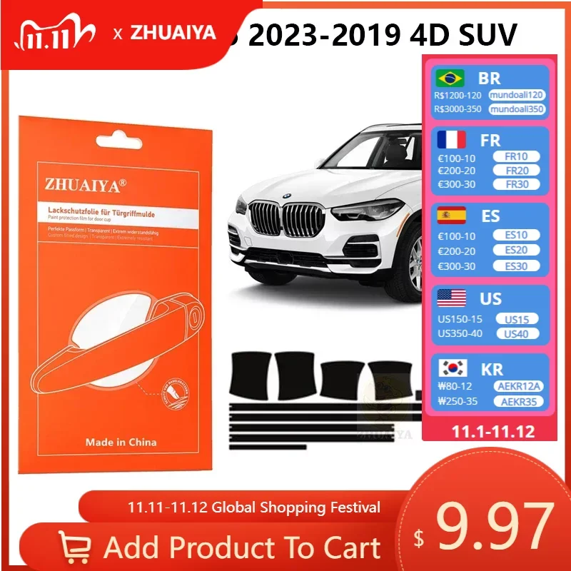 Защитная пленка ZHUAIYA для красок дверной ручки, ТПУ PPF для BMW X5 2023-2019 4D SUV, автомобильные аксессуары
Защитная пленка ZHUAIYA для красок дверной ручки, ТПУ PPF для BMW X5 2023-2019 4D SUV, автомобильные аксессуары