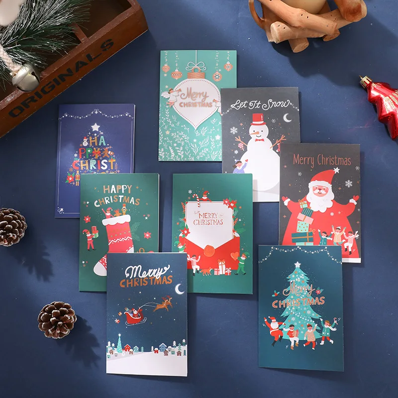 8pcs Merry Christmas Greeting Cards with Envelopes and Stickers 4.7inch Small Christmas Cards In 8 Templates Cartoon Images
8pcs Merry Christmas Greeting Cards with Envelopes and Stickers 4.7inch Small Christmas Cards In 8 Templates Cartoon Images