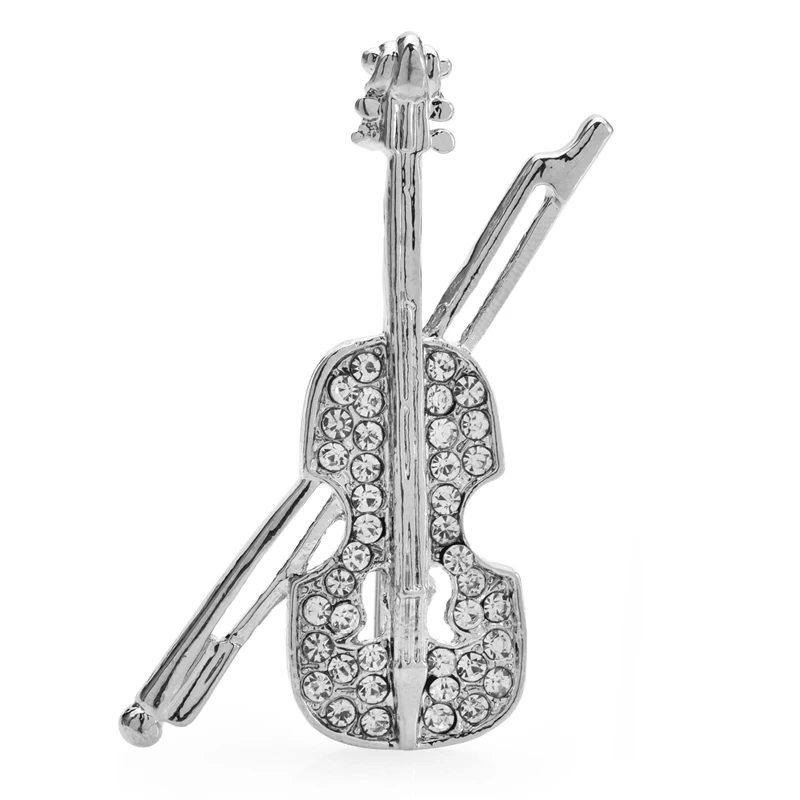 

Wuli&baby Shining Violin Brooches For Women Unisex Classic Rhinestone Musical Instrument Party Office Brooch Pin Gifts