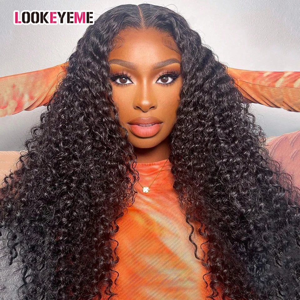 

Brazilian Kinky Curly Human Hair Wigs 180% Density Wigs Pre Plucked 13x4 Lace Frontal Wig Remy Hair Deep Curly Lace Front Wigs