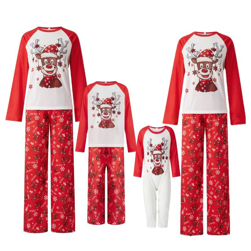 

Xmas Pajamas Christmas Family Outfit Matching Clothing Pjs Set White Red Couples Men Women Kids Children Baby Infant Elk 2023