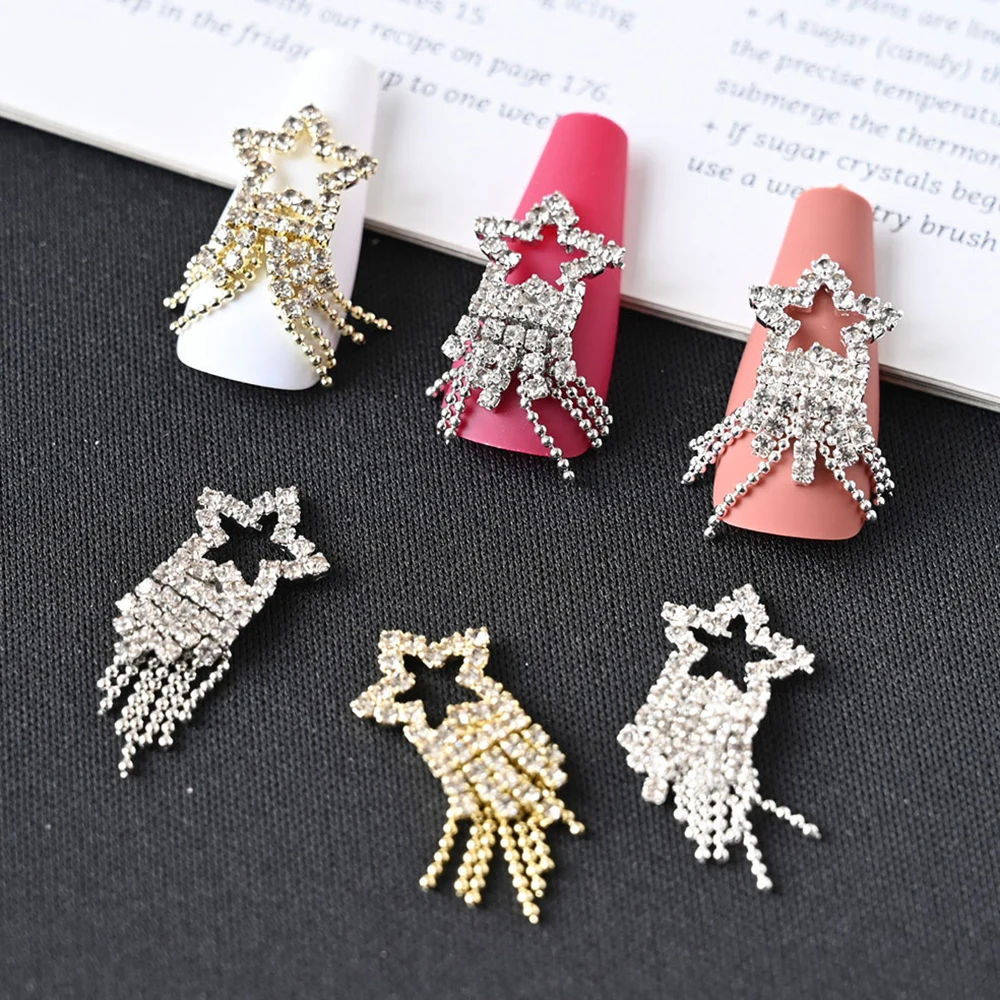2pcs/Lot Gold/Silver Nail Art Diamond Decoration Hollow Star Pattern Fringe Chain Jewel Ornament Pendant Nail Art Accessories K6
2pcs/Lot Gold/Silver Nail Art Diamond Decoration Hollow Star Pattern Fringe Chain Jewel Ornament Pendant Nail Art Accessories K6
