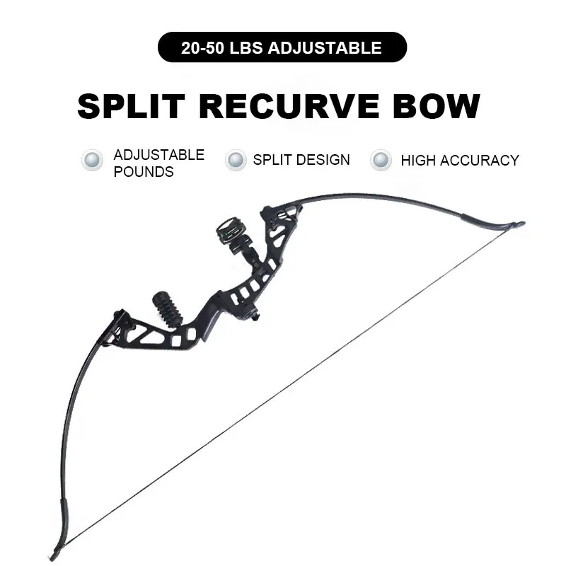 

Recurve Bow Split Metal Recurve Bow 20-50 Pounds Adjustable Pounds Archery Entry-level Bow Practice Bow and Arrow Equipment