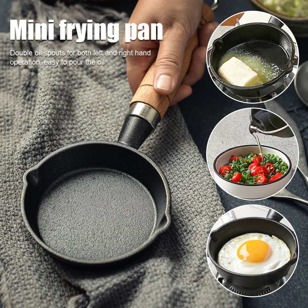 Mini Cast Iron Frying Pan Non-stick Egg Frying Pan With Anti-scald Wooden Handle For Gas Induction Cooker Kitchen Cooking Tools
Mini Cast Iron Frying Pan Non-stick Egg Frying Pan With Anti-scald Wooden Handle For Gas Induction Cooker Kitchen Cooking Tools