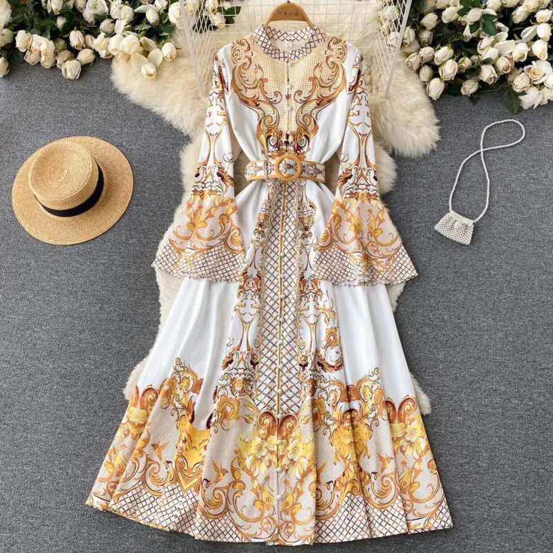 WEIHAOBANG 2022 Summer Women's New Printed Round Neck Long Sleeve Belt High Waist Slim Fitting Dress Casual Long A-line Skirt
WEIHAOBANG 2022 Summer Women's New Printed Round Neck Long Sleeve Belt High Waist Slim Fitting Dress Casual Long A-line Skirt