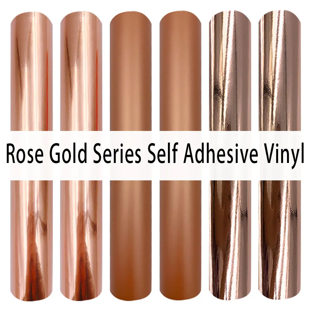 

Rose Gold Series Permanent Adhesive Vinyl 6 Sheets for Cricut 12"x10" Craft Vinyl Bundle for Cups Glass Wall Party Decor Sticker