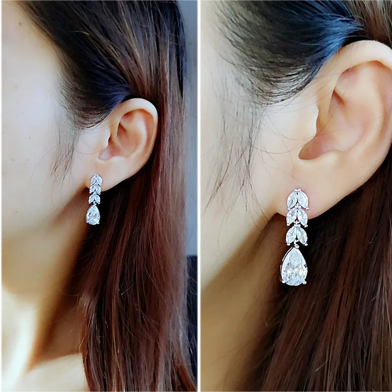 Hot Selling Popular Long Style Tassel Leaf Droplet White Diamond Drop Earrings Fashion Elegant Temperament Women's Jewelry Gift
Hot Selling Popular Long Style Tassel Leaf Droplet White Diamond Drop Earrings Fashion Elegant Temperament Women's Jewelry Gift