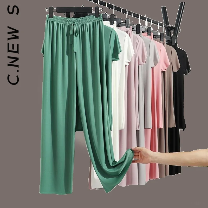 C.New S Women Pajamas Summer Sweet Nightwear Loose Lounge Wear Ice Silk Pajamas For Female Ladies Pyjamas Casual Clothes Female
C.New S Women Pajamas Summer Sweet Nightwear Loose Lounge Wear Ice Silk Pajamas For Female Ladies Pyjamas Casual Clothes Female