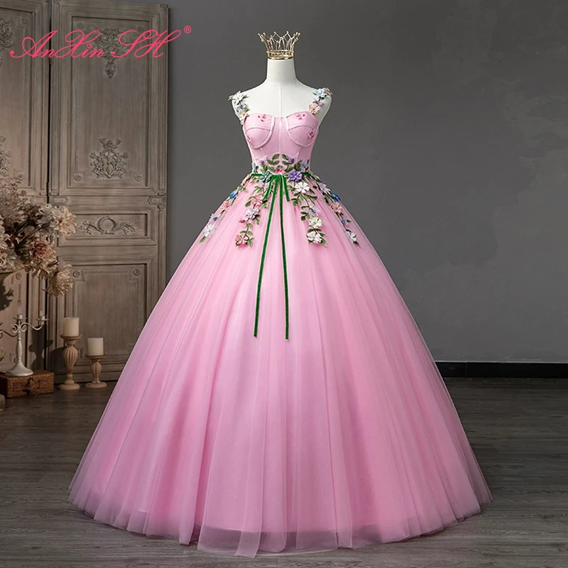 AnXin SH princess pink lace flower spaghetti strap sleeveless beading embroidery green bow bride ball gown evening dress
AnXin SH princess pink lace flower spaghetti strap sleeveless beading embroidery green bow bride ball gown evening dress