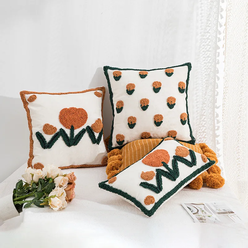 

2023 New Pillow Cover Nordic Morocco Ins Circle Velvet Embroidery Sofa Cushion Household Bedside Pillow Poszewka Na Poduszkę