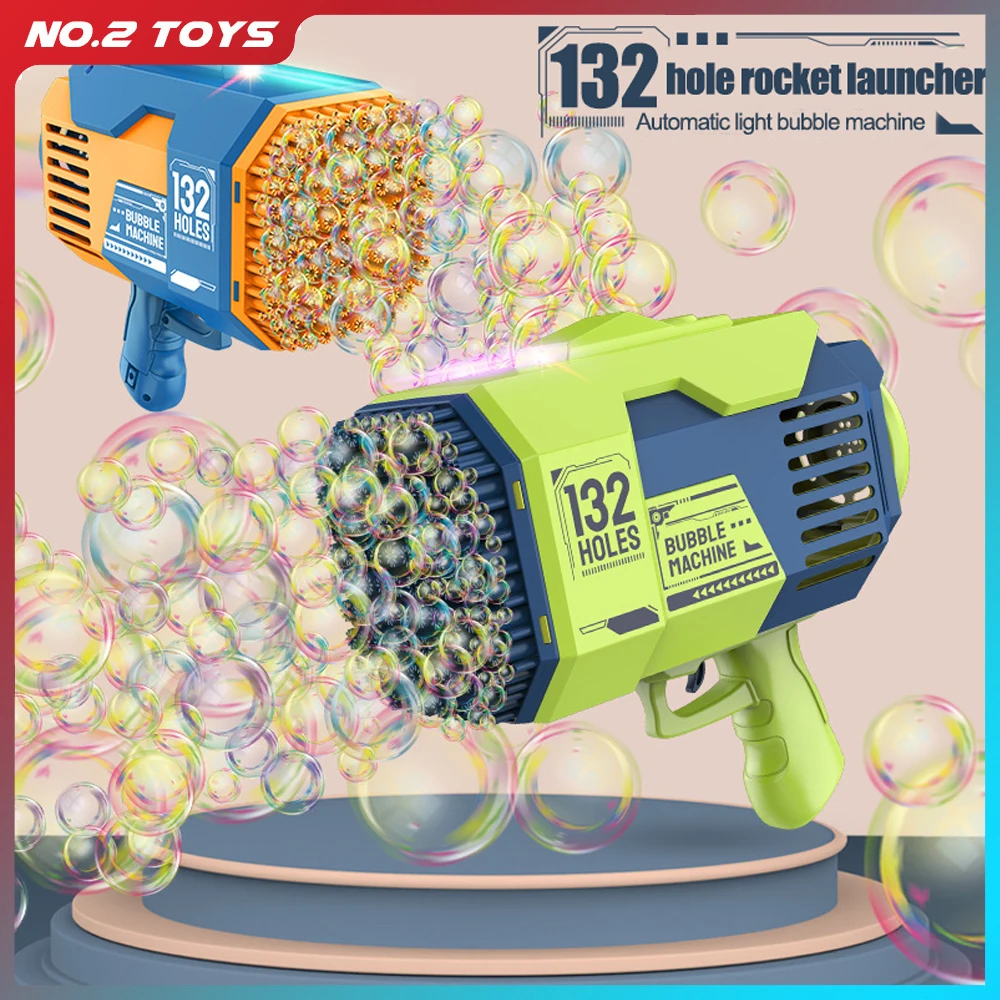 

Пулемет для мыльных пузырей Rocket с 132 отверстиями, пулемет для мыльных пузырей в форме автоматического пистолета светильник кой, игрушки для ...