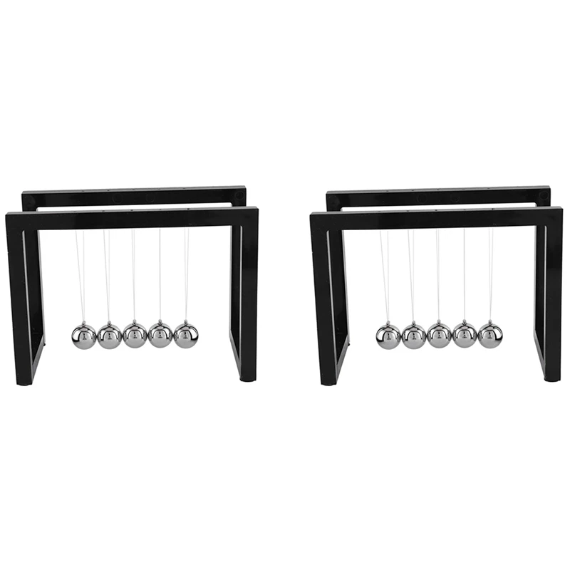 

2X Newton Balls Cradle Balance Ball Newtons Pendulum Ornaments Home Decorations Desk Decoraction Toy Gift Black