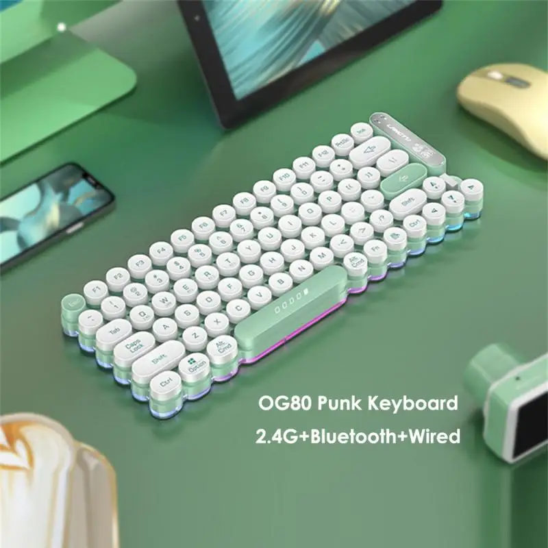 

Новая мини-клавиатура OG 80/102 в стиле панк, Bluetooth 2,4G, беспроводной офисный компьютер, бесшумный Проводной USB