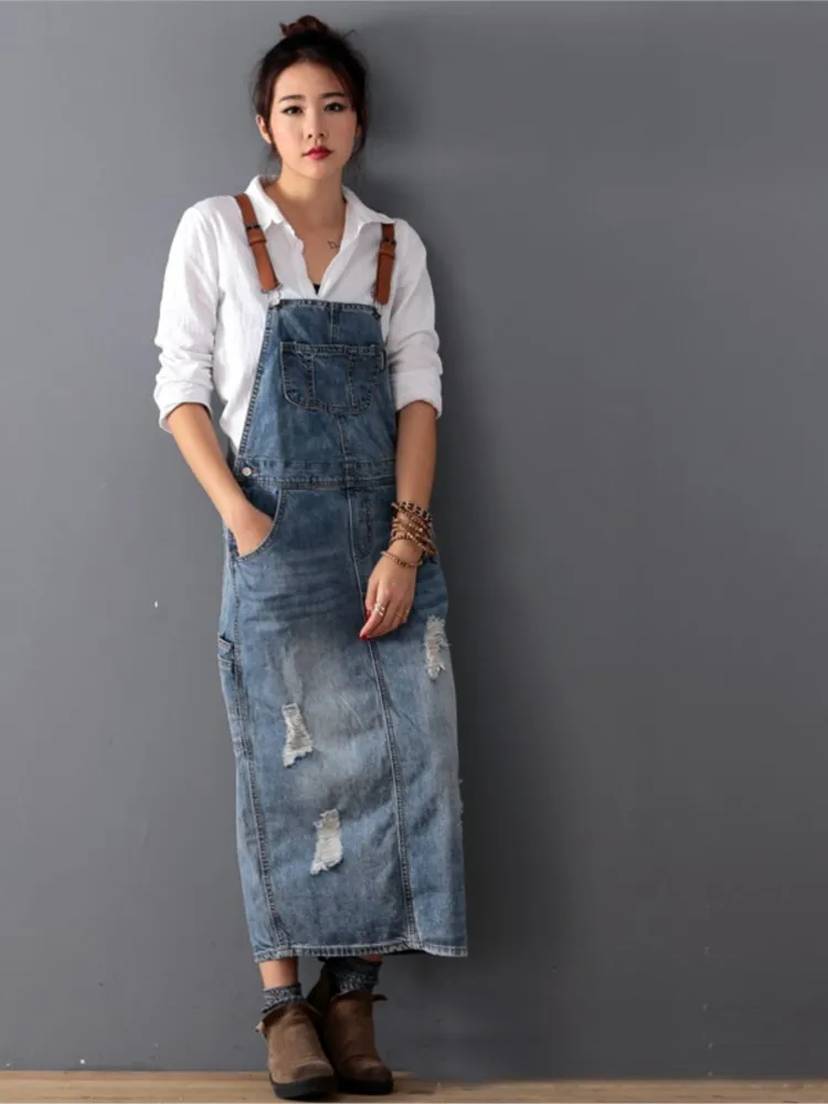 Women Loose Denim Dress Ladies Bleached Holes Denim Dress Female Spaghetti Strap Ripped Vintage Denim Dresses
Women Loose Denim Dress Ladies Bleached Holes Denim Dress Female Spaghetti Strap Ripped Vintage Denim Dresses