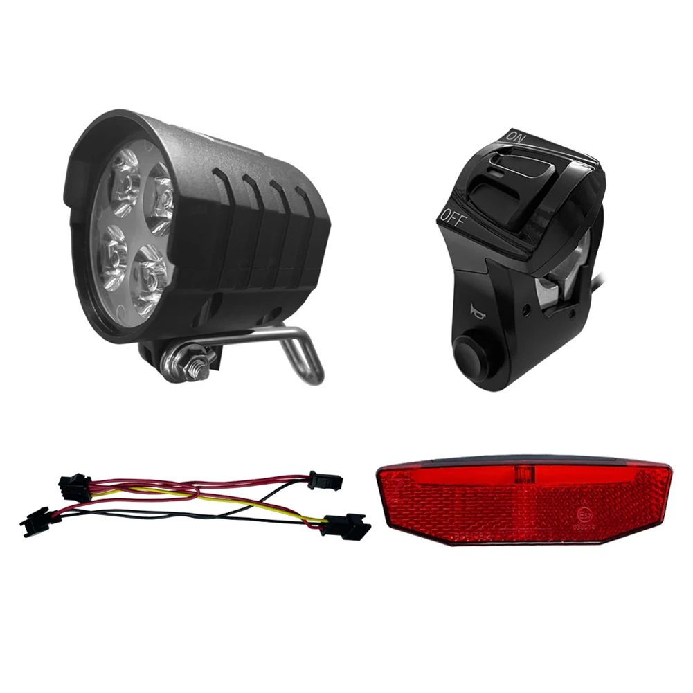 Electric Bicycle Lamp Set E-Bike High Brightness Front Light 4 Lamp Beads With Horn,Taillight ,Switch ,Connecting Line
Electric Bicycle Lamp Set E-Bike High Brightness Front Light 4 Lamp Beads With Horn,Taillight ,Switch ,Connecting Line