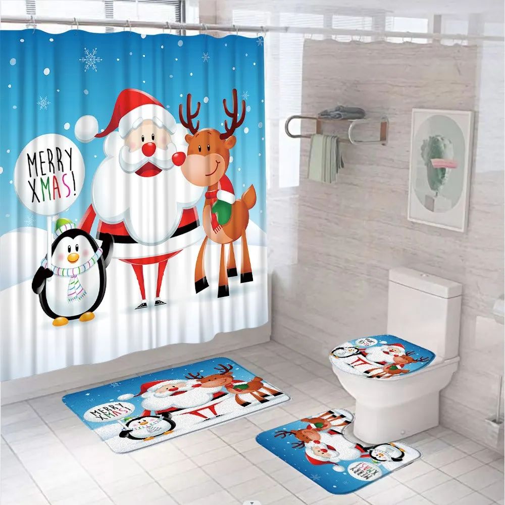 Christmas Santa Penguin Deer Shower Curtain Sets Cute Reindeer Xmas Winter Snow Bathroom Screen With Bath Mats Toilet Cover Rugs
Christmas Santa Penguin Deer Shower Curtain Sets Cute Reindeer Xmas Winter Snow Bathroom Screen With Bath Mats Toilet Cover Rugs