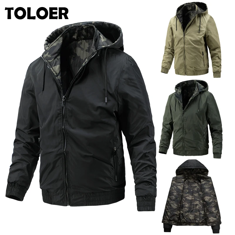 New Fashion Mens Hooded Jackets Autumn Winter Windproof Reversible zipper Camouflage Coat Solid Color Casual Jacket For Men
New Fashion Mens Hooded Jackets Autumn Winter Windproof Reversible zipper Camouflage Coat Solid Color Casual Jacket For Men