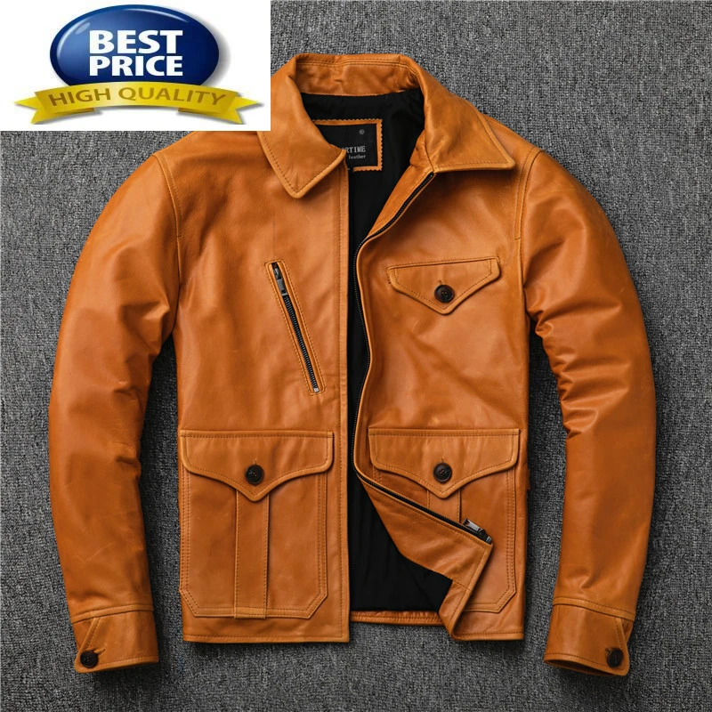 Мужская Байкерская кожаная куртка, байкерская куртка из натуральной овечьей кожи, верхняя одежда для осени и весны, 100%