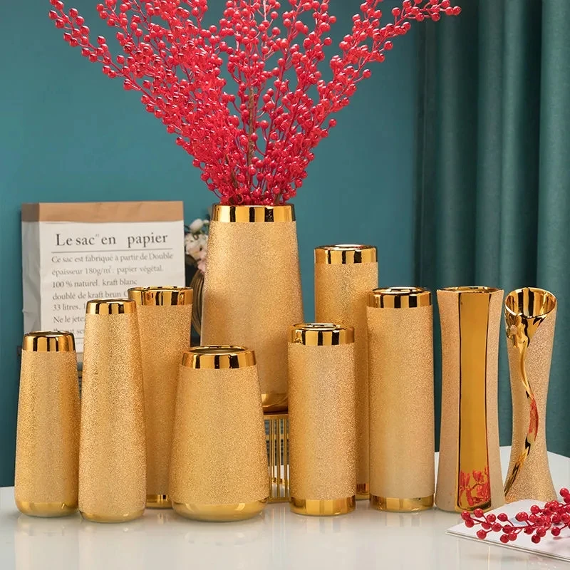 Luxury Europe Gold Ceramic Vase Home Decor Creative Design Porcelain Decorative Flower Vase For Wedding Decoration
Luxury Europe Gold Ceramic Vase Home Decor Creative Design Porcelain Decorative Flower Vase For Wedding Decoration