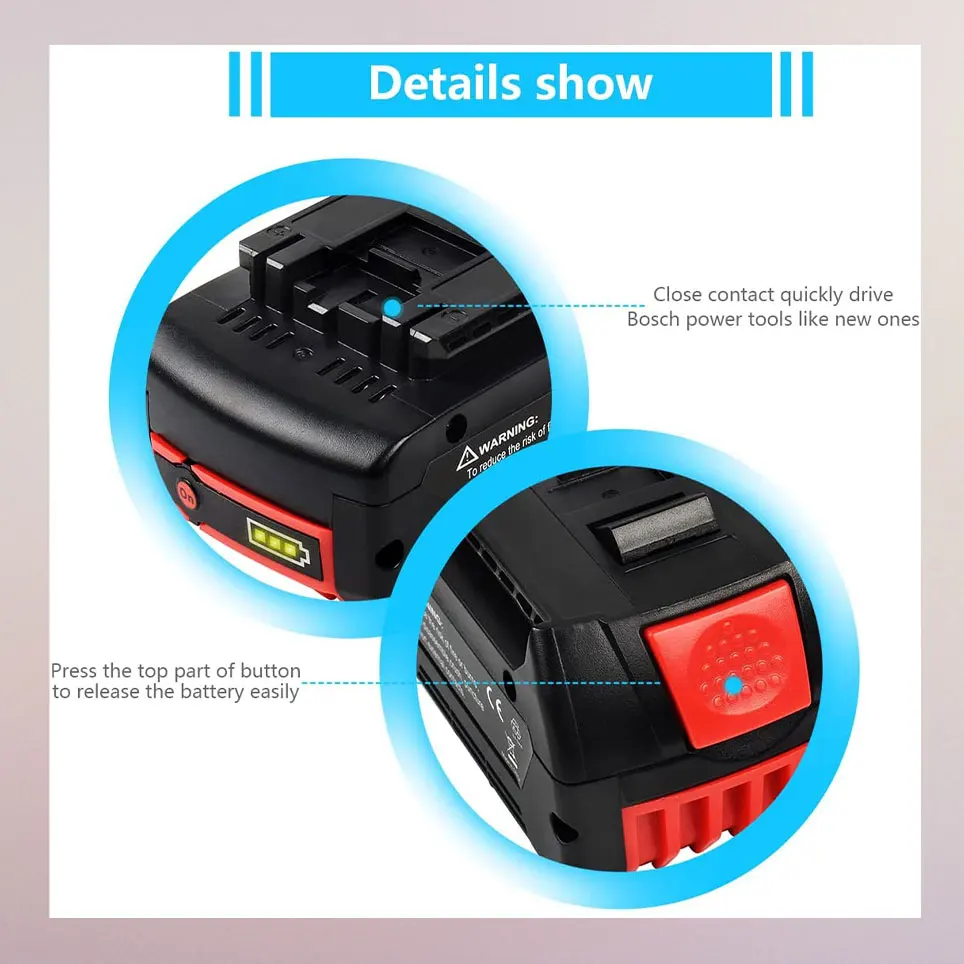 Литий-ионный аккумулятор Bosch 18 в, совместимый с BAT609 BAT622 BAT620 BAT609G BAT618 BAT618G BAT619 BAT619G BAT610G
Литий-ионный аккумулятор Bosch 18 в, совместимый с BAT609 BAT622 BAT620 BAT609G BAT618 BAT618G BAT619 BAT619G BAT610G
