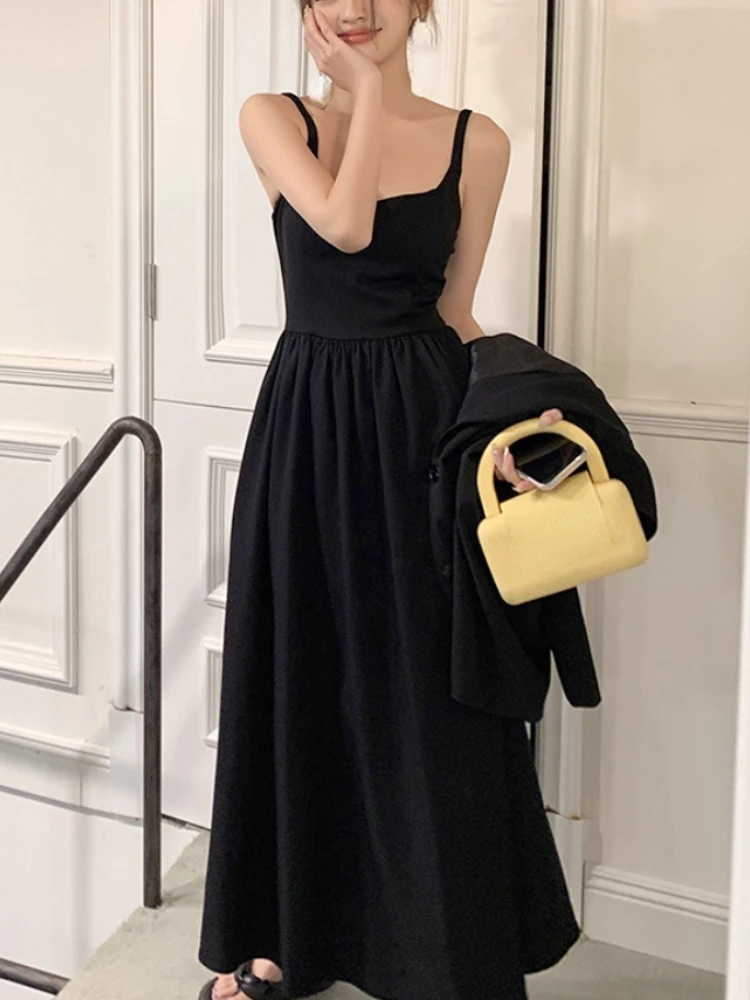Summer Black Causal Vintage Dress Women Backless Sexy France Party Long Dress Female Lace-up Korean Fashion One-piece Dress 2023 
Summer Black Causal Vintage Dress Women Backless Sexy France Party Long Dress Female Lace-up Korean Fashion One-piece Dress 2023