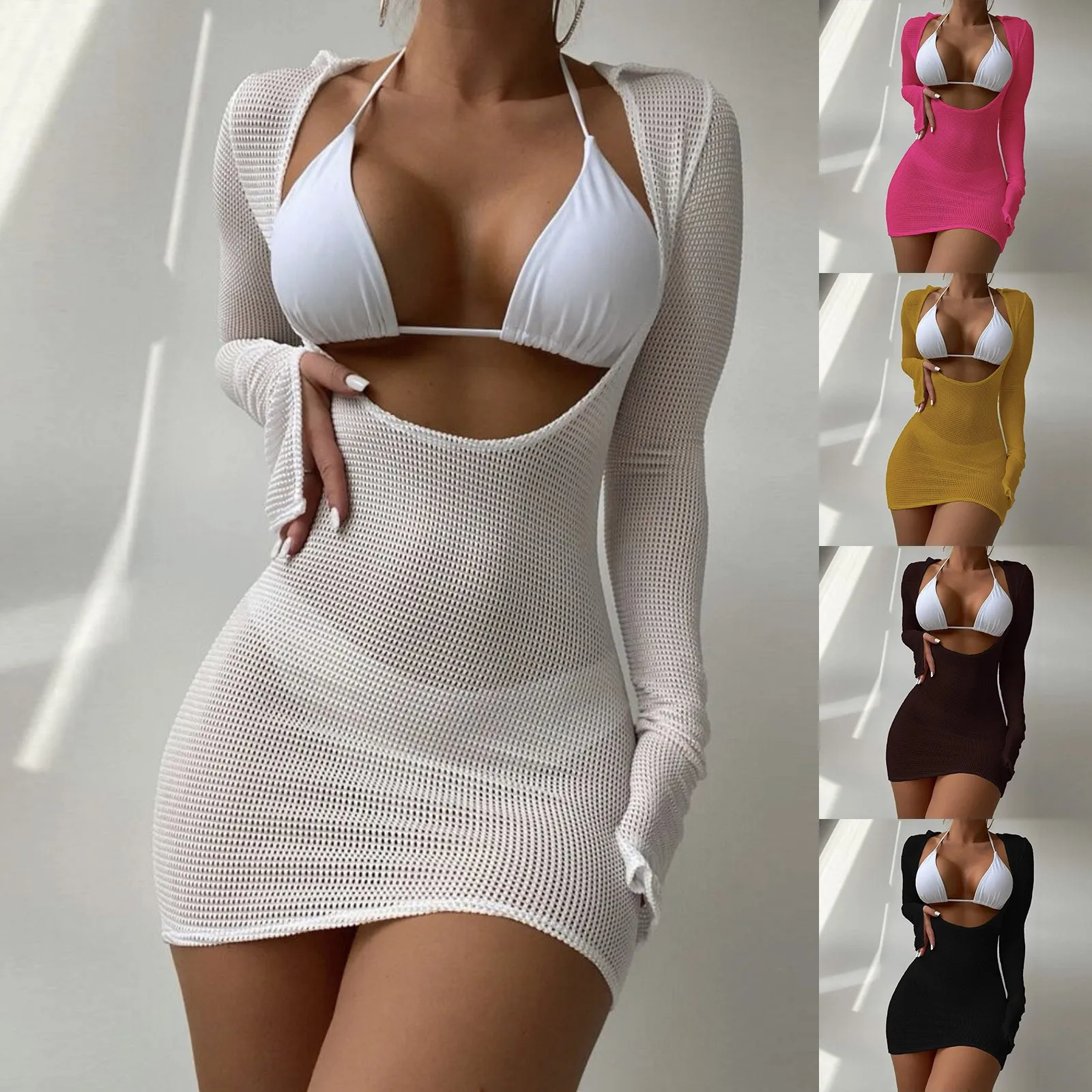 Женская прозрачная Пляжная накидка, мини-платье с длинным рукавом, Пляжная накидка, бикини, накидки, сексуальный купальник, купальники, бюстгальтер, нижнее белье для купания 
Женская прозрачная Пляжная накидка, мини-платье с длинным рукавом, Пляжная накидка, бикини, накидки, сексуальный купальник, купальники, бюстгальтер, нижнее белье для купания