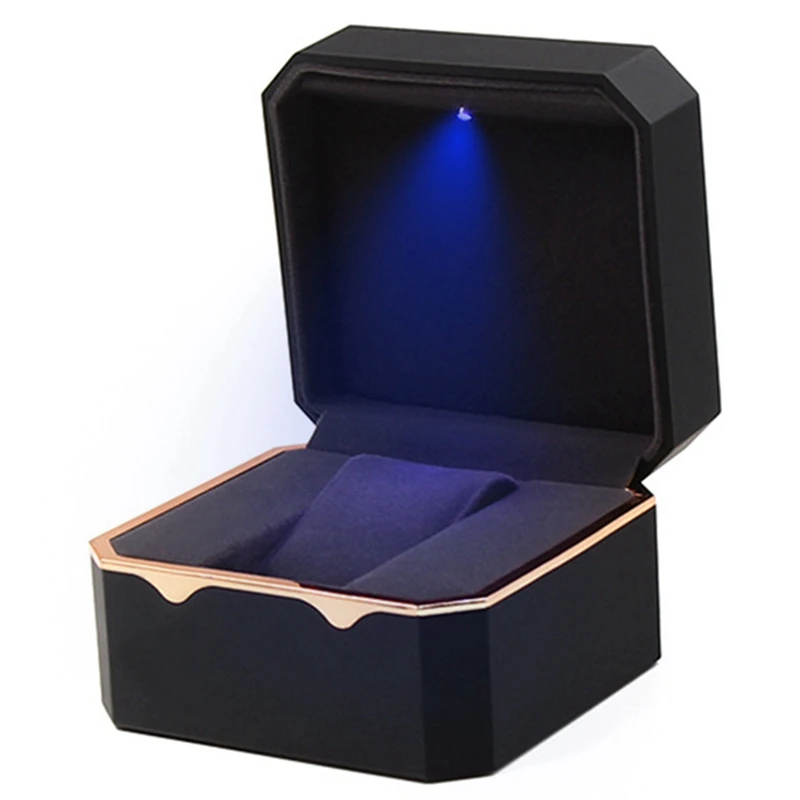 

Watch Box With Octagonal Gold Edge With Light, Paint Watch Storage Box, Watch Box, Watch Box