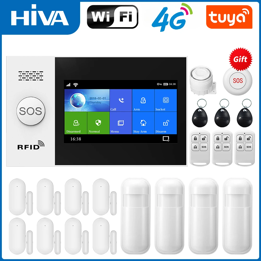 Система сигнализации 4G для домашней безопасности с PIR-датчиком двери, Wi-Fi, 4,3-дюймовый большой экран, управление приложением Tuya Smart Life, поддержка Google Alexa
Система сигнализации 4G для домашней безопасности с PIR-датчиком двери, Wi-Fi, 4,3-дюймовый большой экран, управление приложением Tuya Smart Life, поддержка Google Alexa