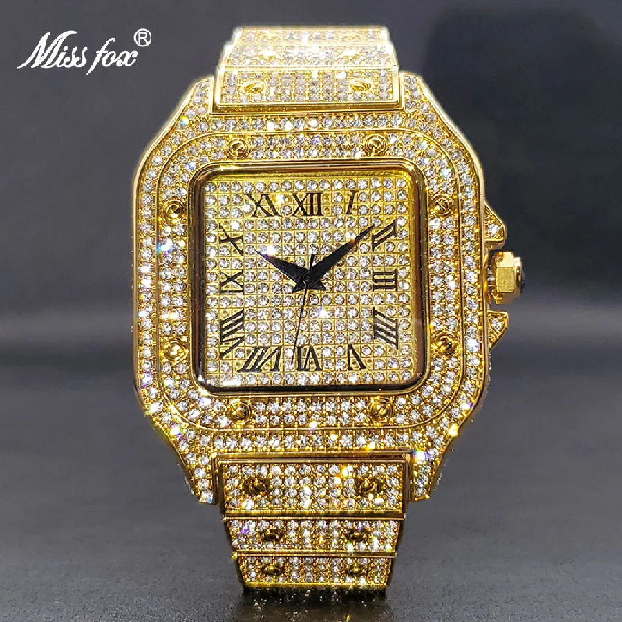 Ice Out Gold Watch For Men MISSFOX Street Style Hip Hop Waterproof Watches For Male Couple Wristwatches Jewelry Accessories
Ice Out Gold Watch For Men MISSFOX Street Style Hip Hop Waterproof Watches For Male Couple Wristwatches Jewelry Accessories