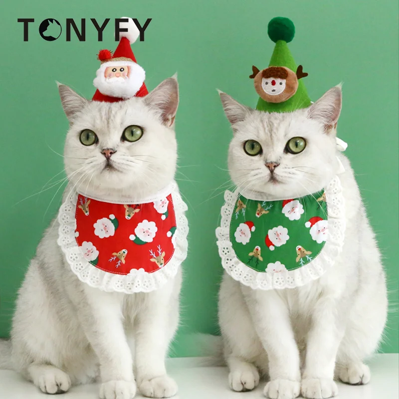 Cat Christmas Costume Santa Claus Reindeer Hat and Printing Scarf Set Cat Clothes for Cat Puppy Dog Xmas Festive Pet Accessories
Cat Christmas Costume Santa Claus Reindeer Hat and Printing Scarf Set Cat Clothes for Cat Puppy Dog Xmas Festive Pet Accessories
