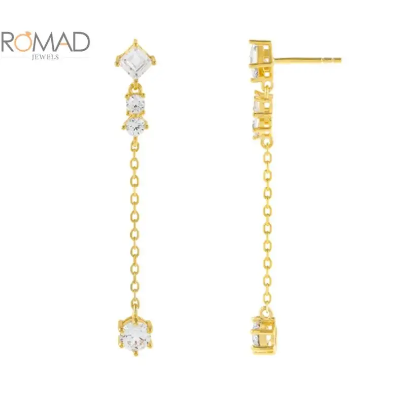 ROMAD 925 Sterling Silver Chain Tassle Stud Earrings Women White Cubic Zirconia Pendant Piercing Earrings Jewelry Wedding Gifts
ROMAD 925 Sterling Silver Chain Tassle Stud Earrings Women White Cubic Zirconia Pendant Piercing Earrings Jewelry Wedding Gifts