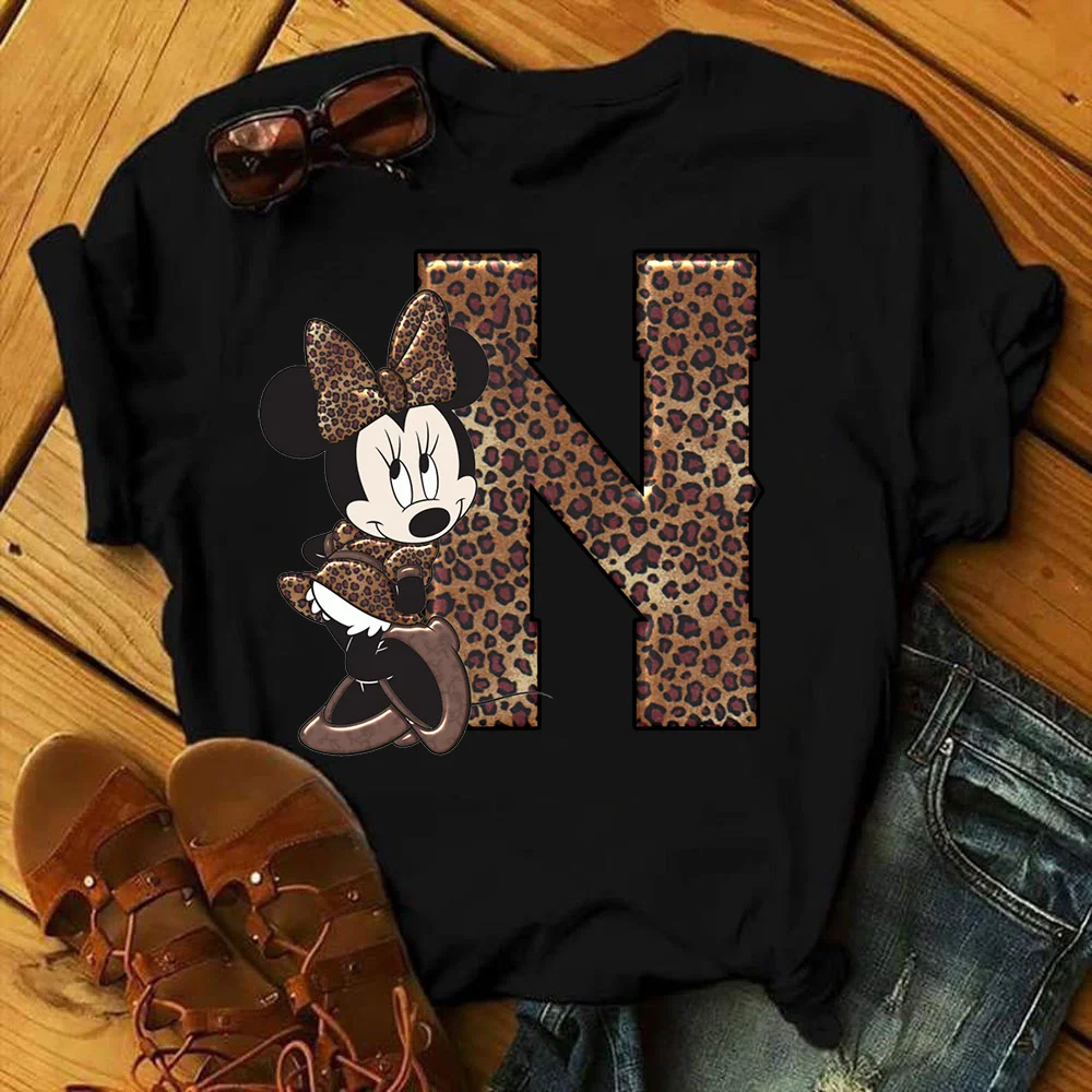 Женская комбинированная футболка с надписью и именем на заказ, черные футболки с принтом Минни Маус, шрифт A, B, C, D, E, F, G, мультяшная футболка 
Женская комбинированная футболка с надписью и именем на заказ, черные футболки с принтом Минни Маус, шрифт A, B, C, D, E, F, G, мультяшная футболка