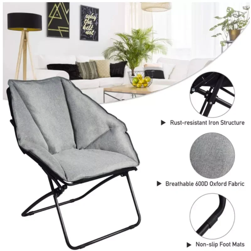 Folding Saucer Chairs for Adults; Soft Thick Velvet Round Moon Circle Chairs for Bedrooms Living Room; grey
Folding Saucer Chairs for Adults; Soft Thick Velvet Round Moon Circle Chairs for Bedrooms Living Room; grey