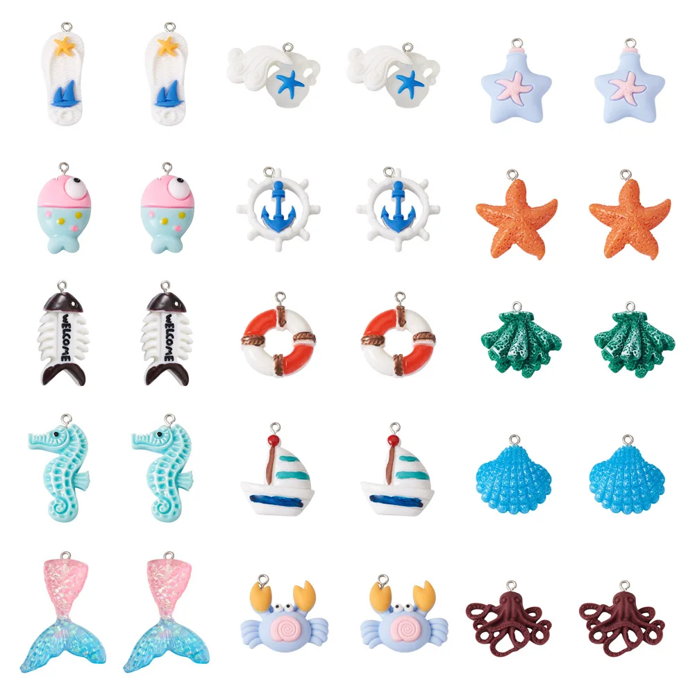 30pcs/Box Cute Resin Pendants Romantic Summer Ocean Theme Pendant Mix Color for Female DIY bracelet necklace earring Decor
30pcs/Box Cute Resin Pendants Romantic Summer Ocean Theme Pendant Mix Color for Female DIY bracelet necklace earring Decor