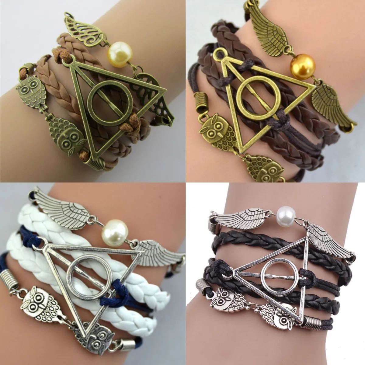 Harry potter Death Hallows Golden Wings Snitchs Quidditch Ball Owl Hedwig Layer Handmade Woven Leather Bracelet Action Toys
Harry potter Death Hallows Golden Wings Snitchs Quidditch Ball Owl Hedwig Layer Handmade Woven Leather Bracelet Action Toys