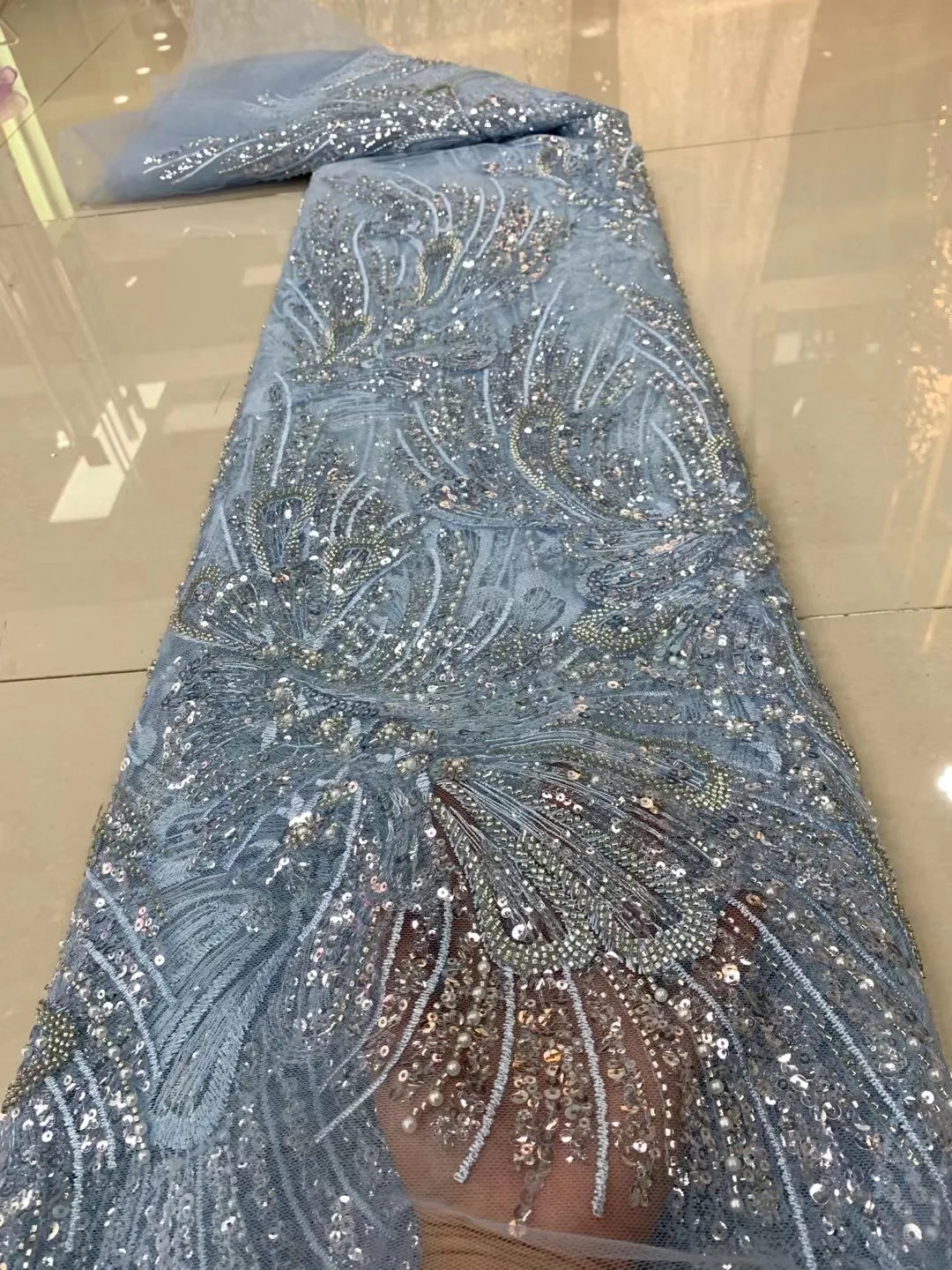 Luxury Sky Blue Heavy Beads Sequins African Lace Fabric 2022 High Quality Nigerian Handmade Pearl Fabric For Bride Wedding Dress
Luxury Sky Blue Heavy Beads Sequins African Lace Fabric 2022 High Quality Nigerian Handmade Pearl Fabric For Bride Wedding Dress