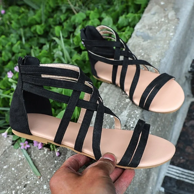 

Gladiator Sandals For Women Fashion Flat Heels Cross-tied Casual Sandals Sandalias De Mujer Verano 2023 Large Size Women's Shoes