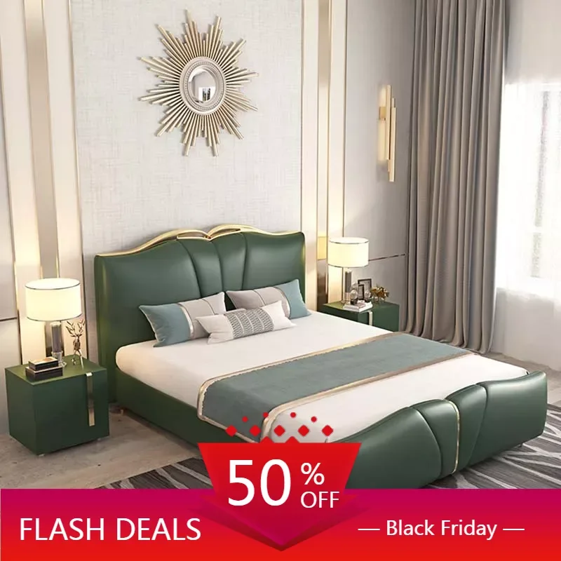 Light Luxury Leather Bed Quality Wedding Soft King Size Lounger Wood Bed Frame Teenager European Designer Cama Home Furniture
Light Luxury Leather Bed Quality Wedding Soft King Size Lounger Wood Bed Frame Teenager European Designer Cama Home Furniture