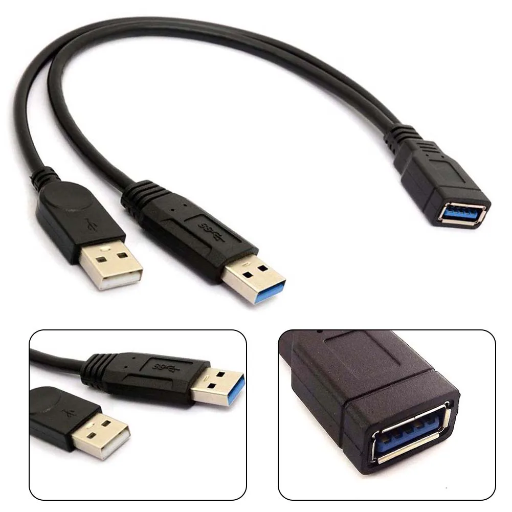 30cm USB 3.0 Cable Dual Power Cables Y Adapter Type A Lead Male To Female Extension High Quality Accessories
30cm USB 3.0 Cable Dual Power Cables Y Adapter Type A Lead Male To Female Extension High Quality Accessories