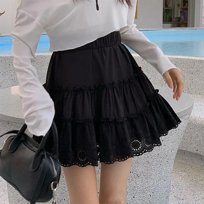 

Summer Korean Style Women's Wear-reducing Skirts High-waisted Skirt Female French White Thin Poncho A-word Skirt College Style