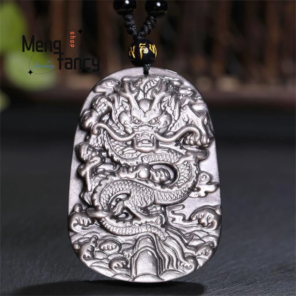 Natural Silver Obsidian Dragon Tiger Pendant Exquisite Charms Fashion Engraver Handicraft Fine Jewelry Best Selling Holiday Gift
Natural Silver Obsidian Dragon Tiger Pendant Exquisite Charms Fashion Engraver Handicraft Fine Jewelry Best Selling Holiday Gift