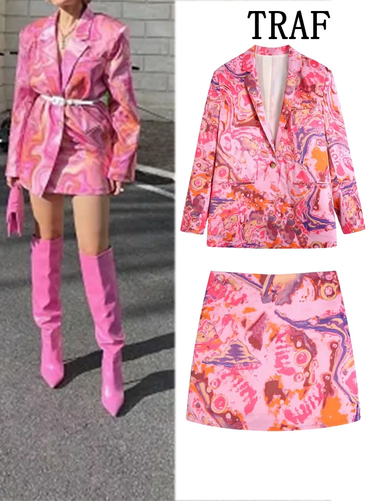 TRAF Spring Women Suits With Skirt Sets Slim-fit Pocket Printing Blazer Woman 2 Pieces Set Mini Skirts Female Oufits
TRAF Spring Women Suits With Skirt Sets Slim-fit Pocket Printing Blazer Woman 2 Pieces Set Mini Skirts Female Oufits