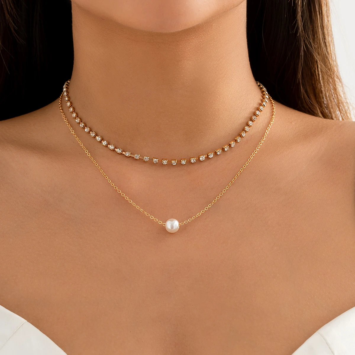 Ingemark Kpop Simple Crystal Tennis Chain Necklace for Women Wedding Bridal Temperament Pearl Pendant Clavicle Link Jewelry New
Ingemark Kpop Simple Crystal Tennis Chain Necklace for Women Wedding Bridal Temperament Pearl Pendant Clavicle Link Jewelry New